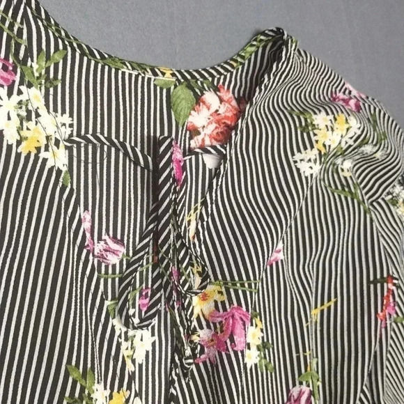 Twine & String Striped Floral Blouse Women’s Medium - Picture 8 of 11